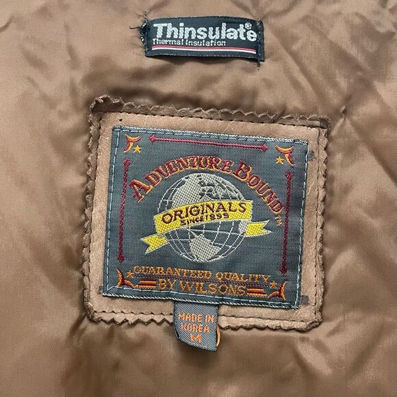 Vintage Wilsons Leather Brown Leather Adventure Bound Anorak Coat Size Medium - Picture 7 of 12